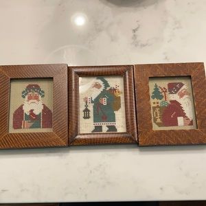Set of 3 Santa 🎅🏻 framed cross-stitch